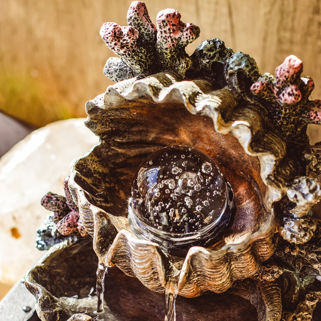 Serenity Shell Indoor Water Feature with Spinning Ball