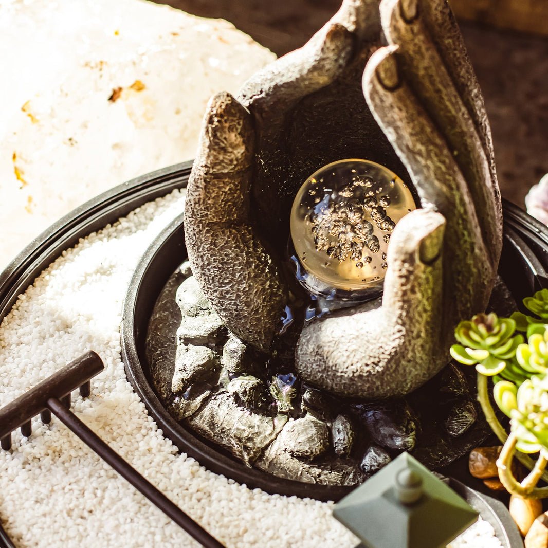 Hand Zen Garden Sensory Indoor Water Feature with spinning ball