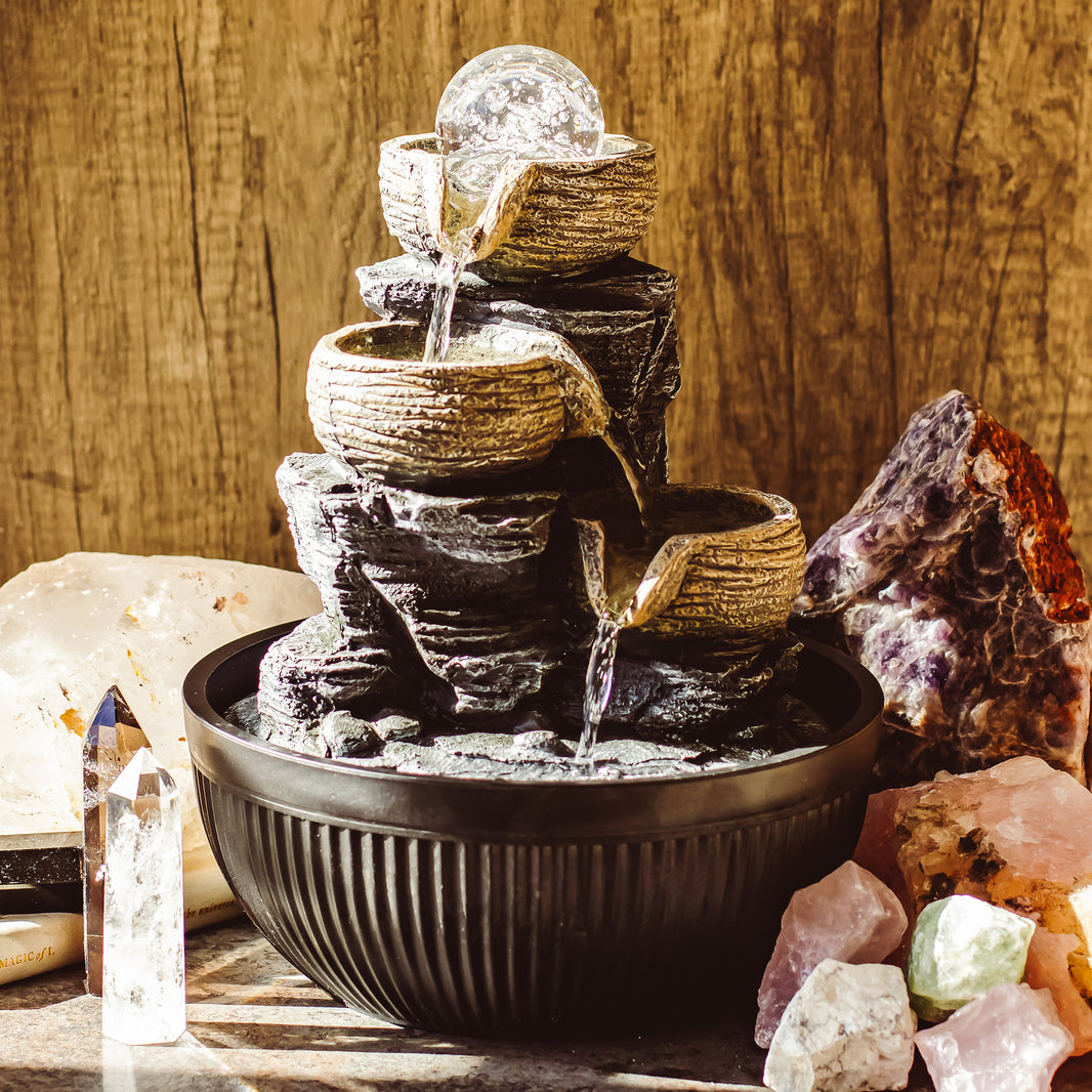 Cascading Cups  Sensory Indoor Water Feature with spinning ball