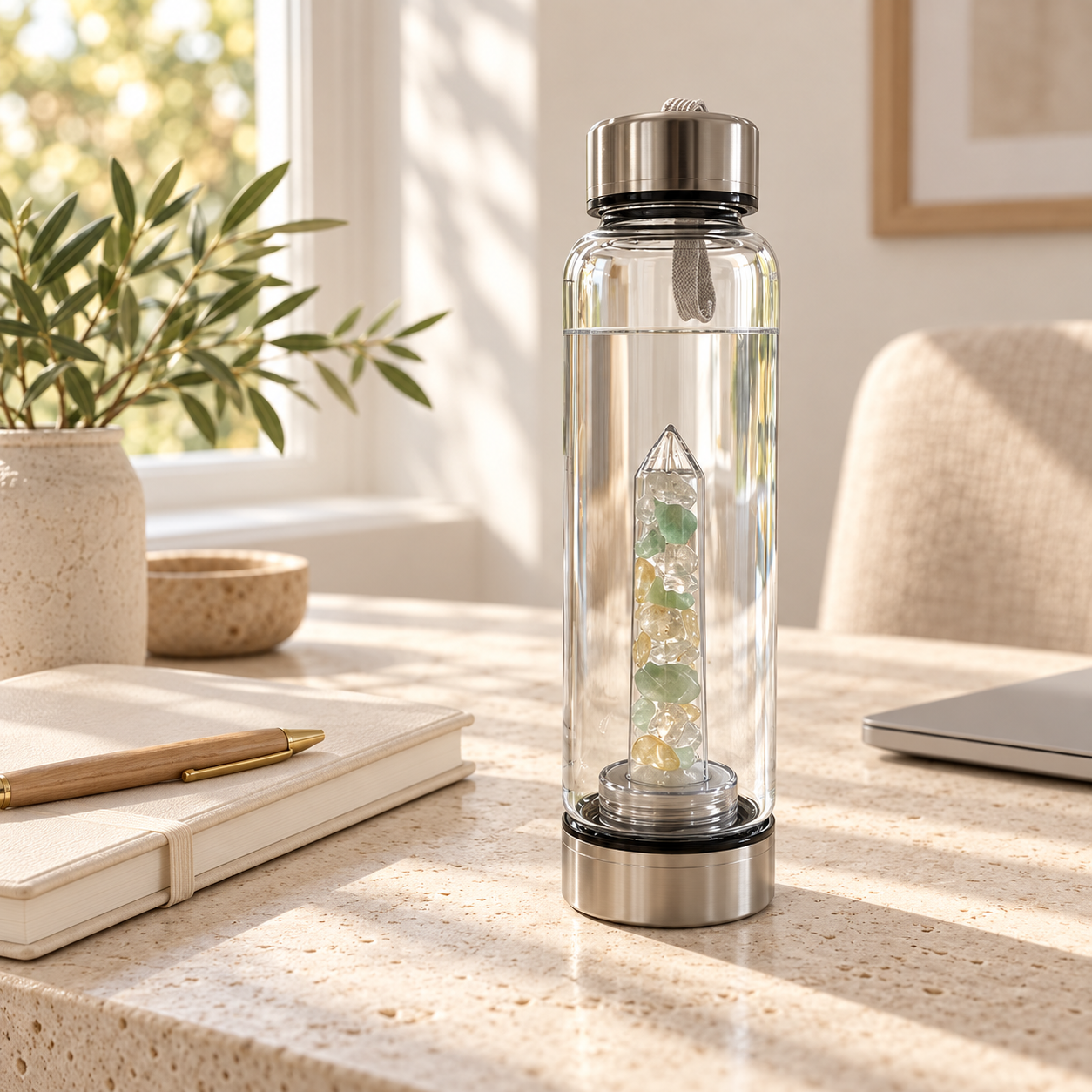 LUCK & PROSPERITY CRYSTAL GEMSTONE WATER BOTTLE