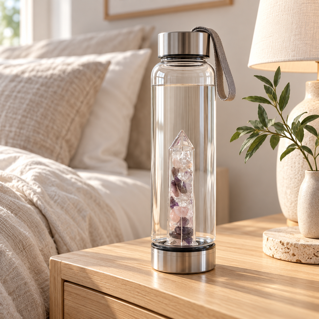 LOVE & HAPPINESS CRYSTAL WATER BOTTLE