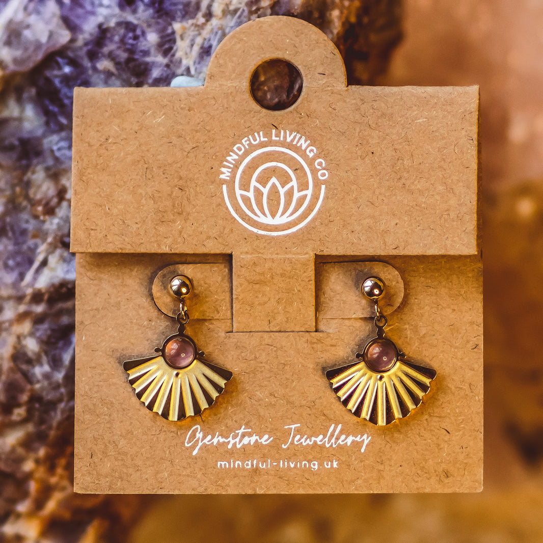 Fan Gemstone Earrings Collection – 18K Gold & Silver Plated