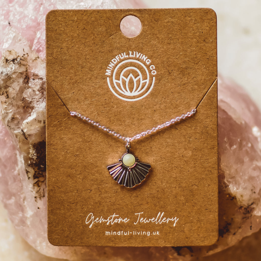 Amazonite Silver Plated Fan Necklace