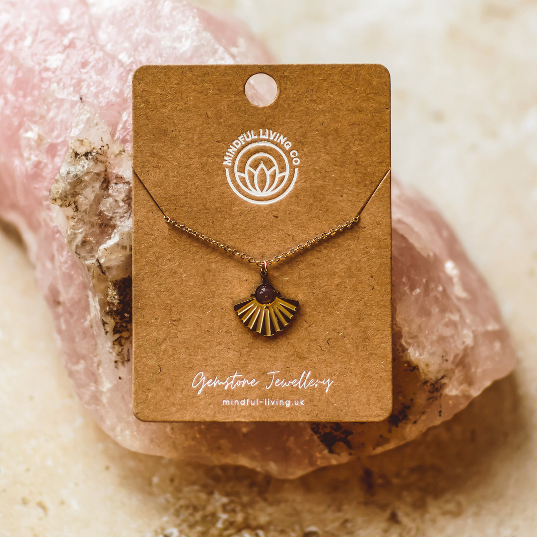 Fan Gemstone Necklace Collection 18k Gold plated