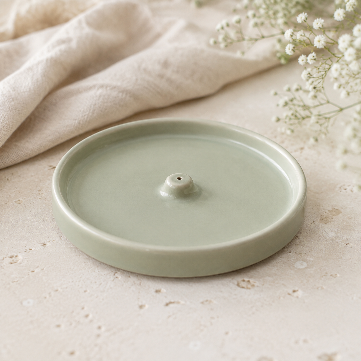 Sage Stone Ceramic Incense Holder