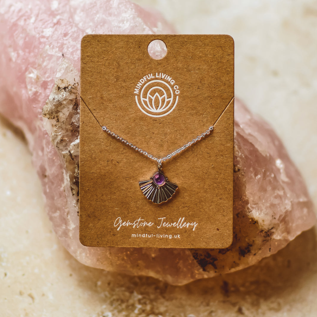 Fan Gemstone Necklace Collection Silver plated