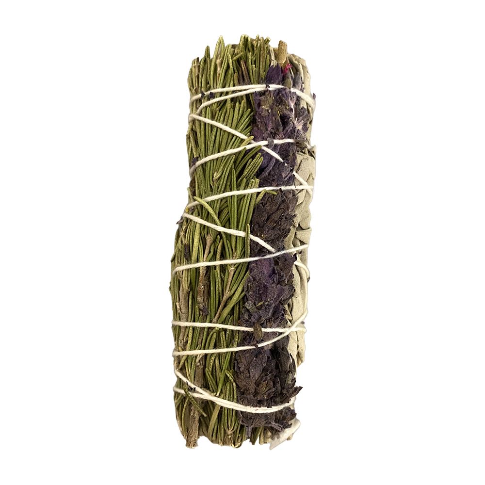 White Sage, Lavender and Rosemary Smudge Stick, 4"
