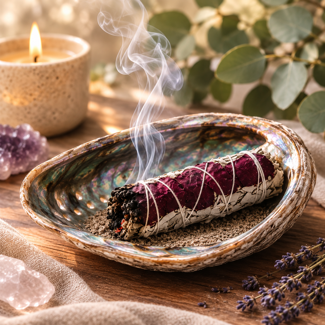White Sage with Purple Sinuata Petals